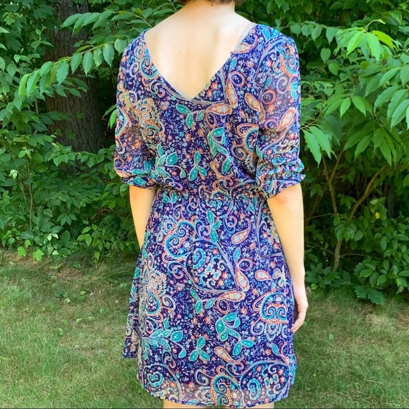 Francesca’s Collection Blue Paisley Dress, M. - Picture 2 of 6